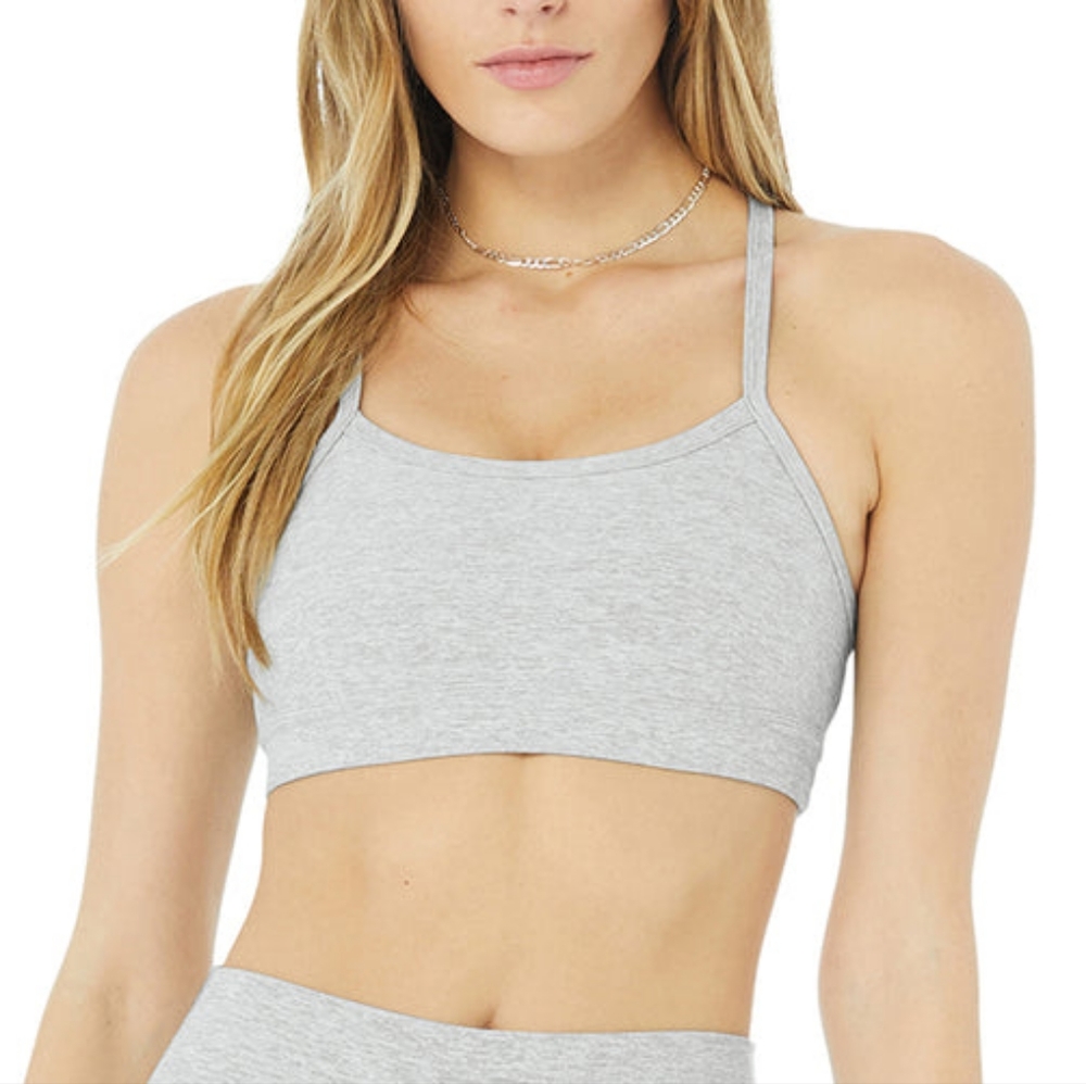 Alo Yoga Alosoft Athletic Heather Grey Gratitude Bra